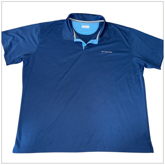 Columbia Omni-Wick Polo Shirt Mens XXL Blue Short Sleeve Performance Hike Golf - Picture 2 of 6